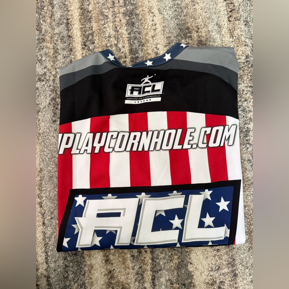 Cornhole Coastal Men's Red, White & Black Performance Jersey - Picture 5 of 7